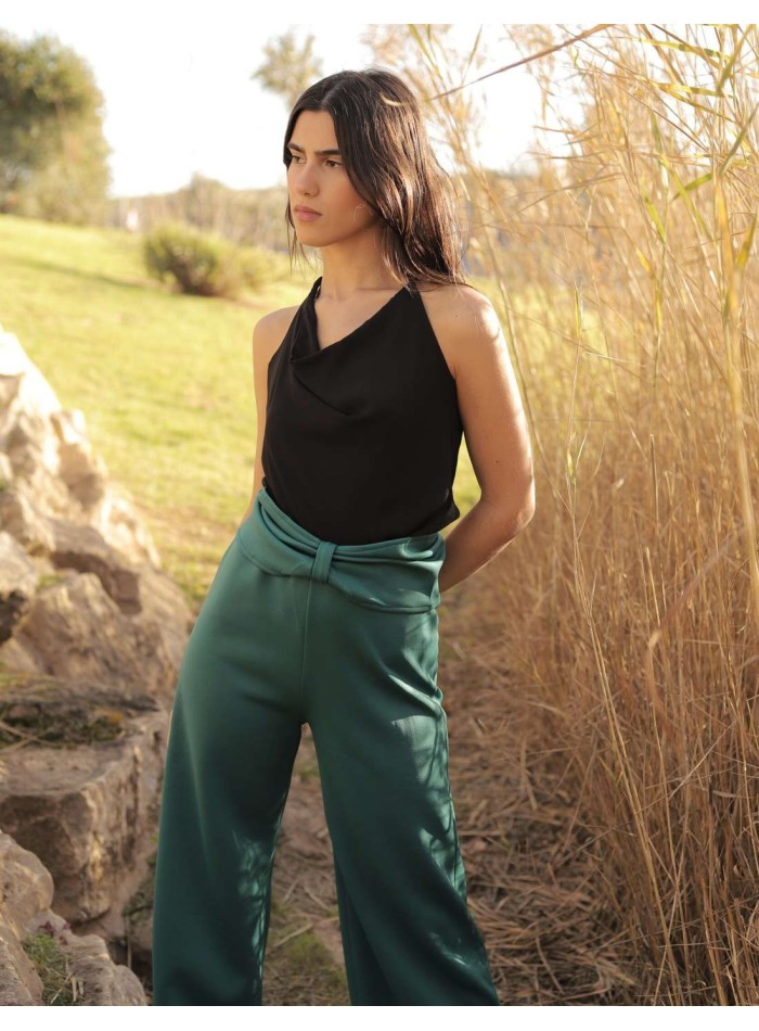 Long wide party pants with sash