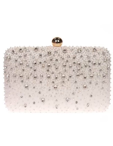 Sac de fête avec surpiqûres en satin strass pour les invités