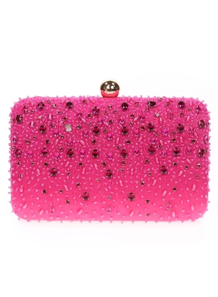 Bolso de fiesta con pedrería cosida en raso...