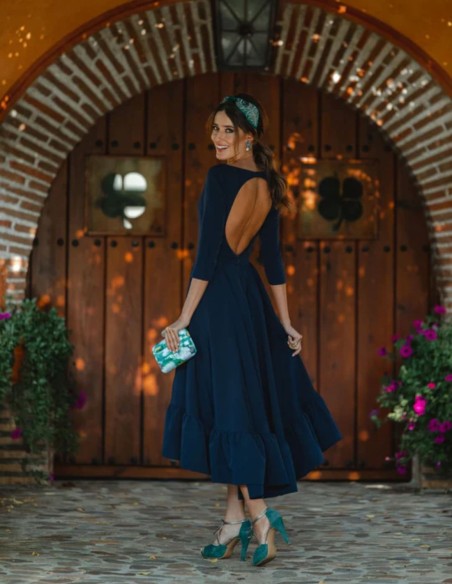 Vestido de fiesta midi con espalda descubierta - Invitada Perfecta
