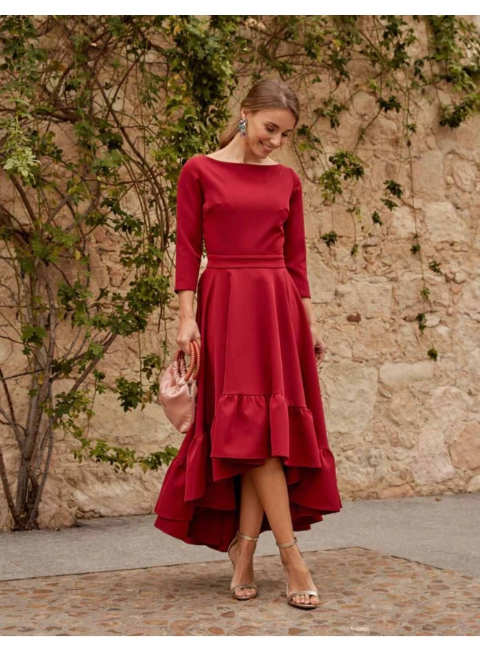 Robe de soirée midi avec dos ouvert - Invitada Perfecta