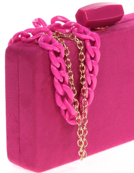 Suede evening clutch bag with a double handle option