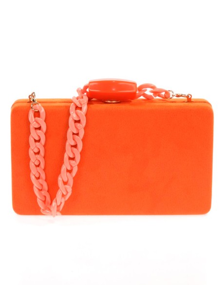 Suede evening clutch bag with a double handle option
