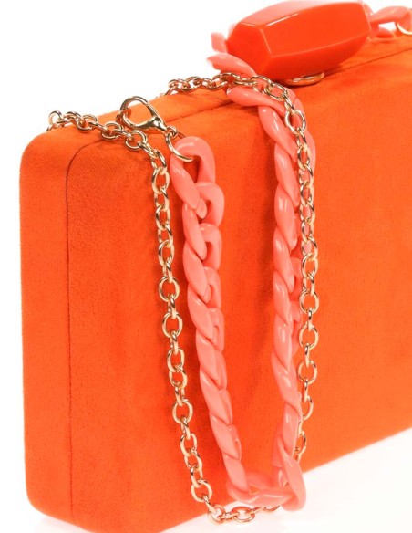 Suede evening clutch bag with a double handle option