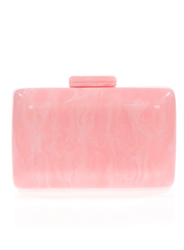 Pearly evening clutch bag with rounded edges pink