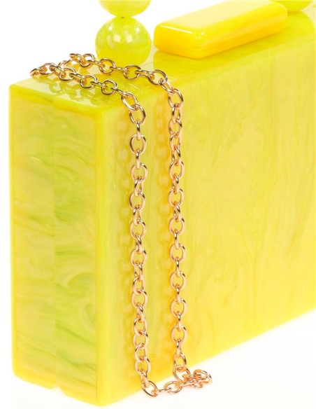 Bolso de fiesta nacarado con asa de bolitas