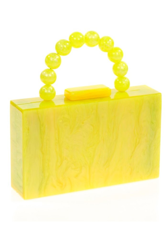 Bolso de fiesta nacarado con asa de bolitas