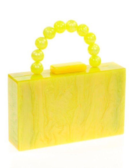 Bolso de fiesta nacarado con asa de bolitas