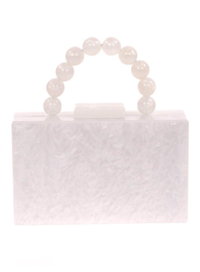 Pearly evening clutch bag with beaded handles