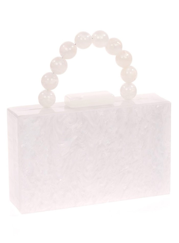 Sac de fête en nacre avec anse en perles