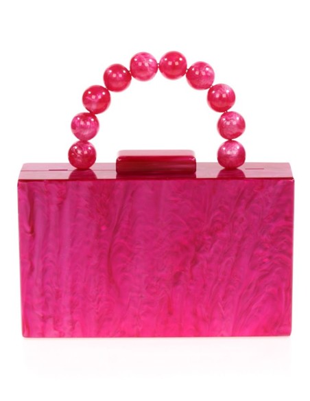 Sac de fête en nacre avec anse en perles