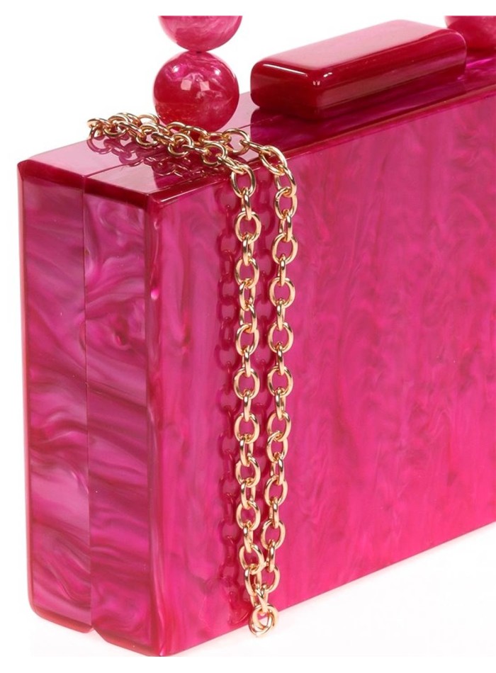 Pearly evening clutch bag with beaded handles