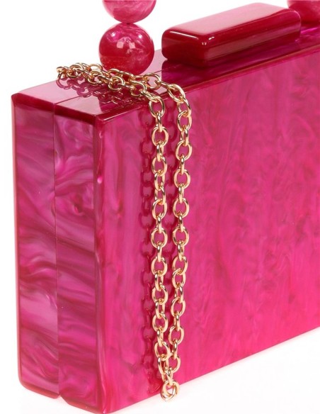 Pearly evening clutch bag with beaded handles