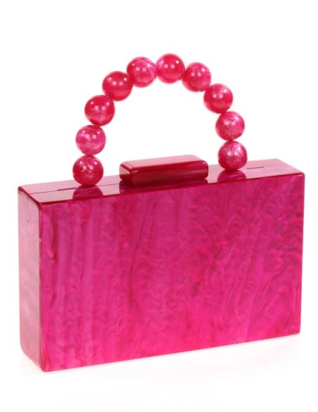 Sac de fête en nacre avec anse en perles