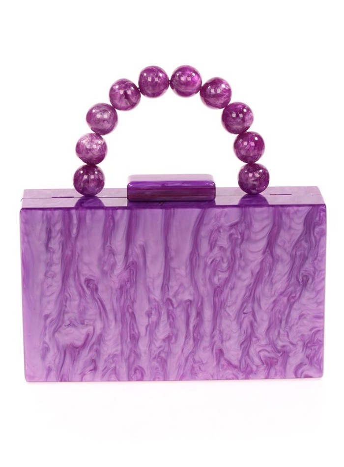 Sac de fête en nacre avec anse en perles