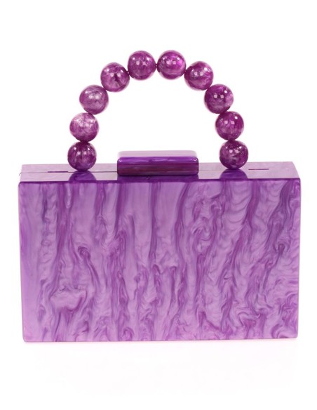 Bolso de fiesta nacarado con asa de bolitas