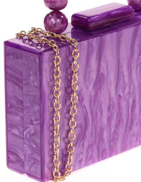 Pearly evening clutch bag with beaded handles