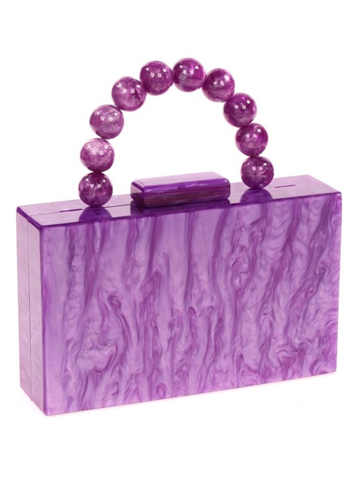 Pearly evening clutch bag with beaded handles