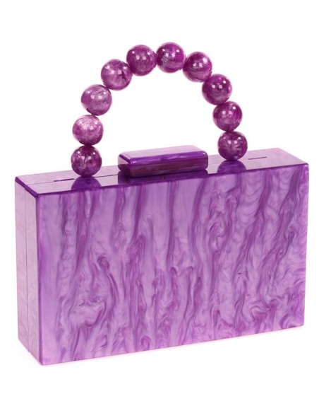 Pearly evening clutch bag with beaded handles