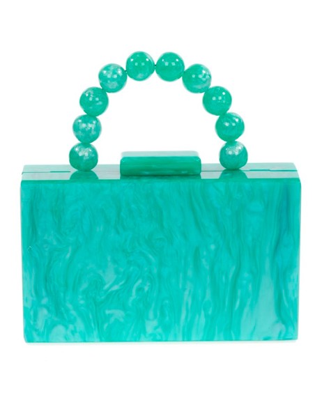 Pearly evening clutch bag with beaded handles