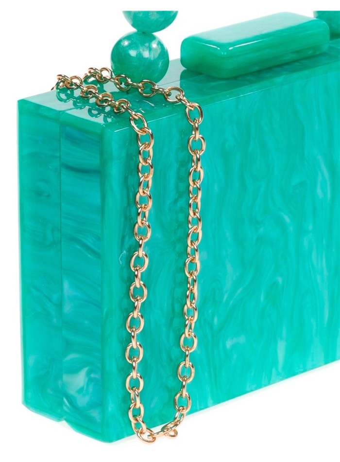 Bolso de fiesta nacarado con asa de bolitas