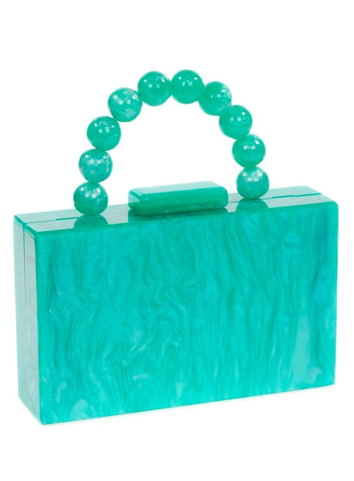 Sac de fête en nacre avec anse en perles