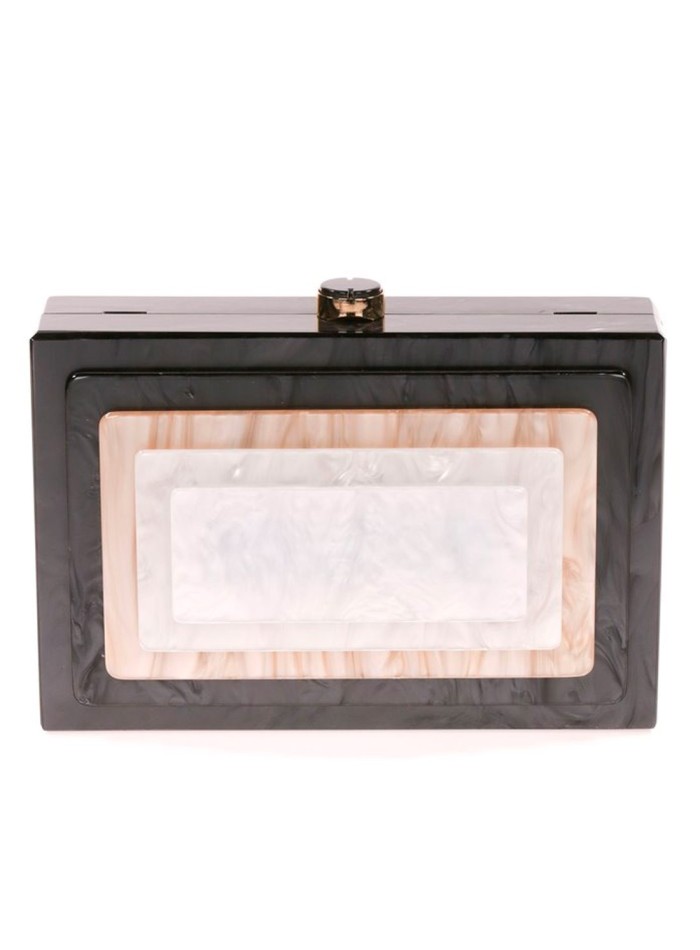 Pearly evening clutch bag with layered front detail