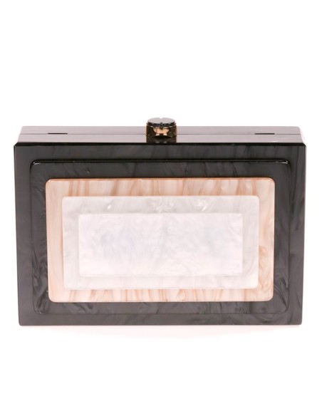 Pearly evening clutch bag with layered front detail