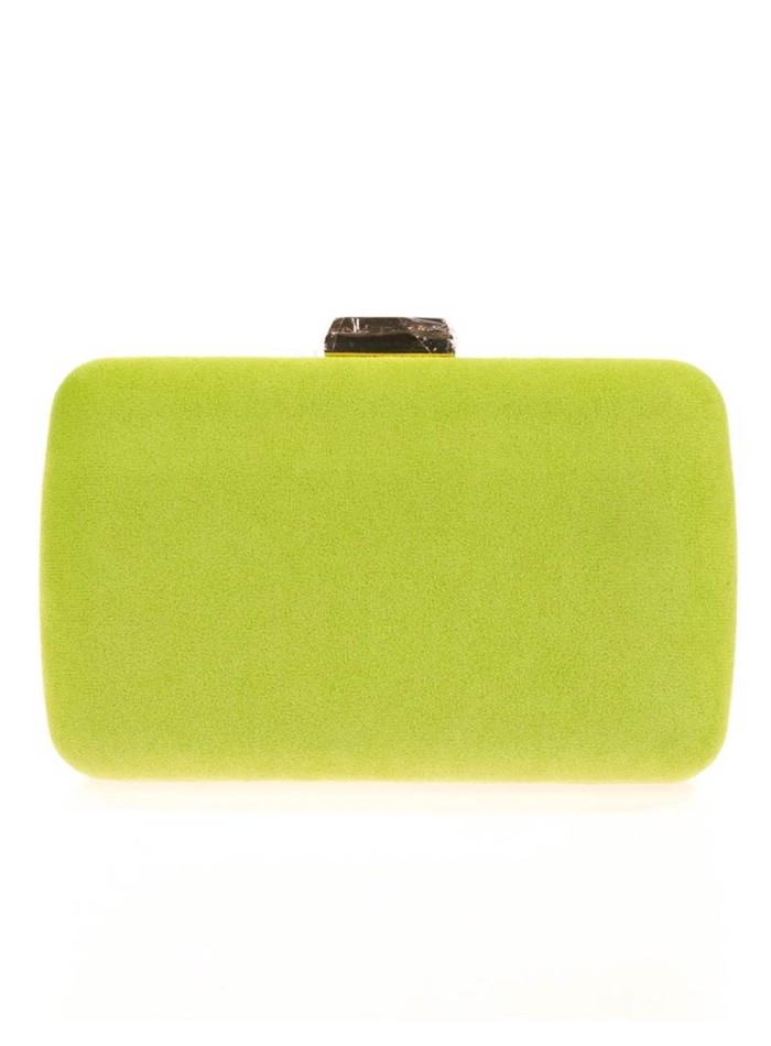 Suede evening clutch bag with metallic fastening