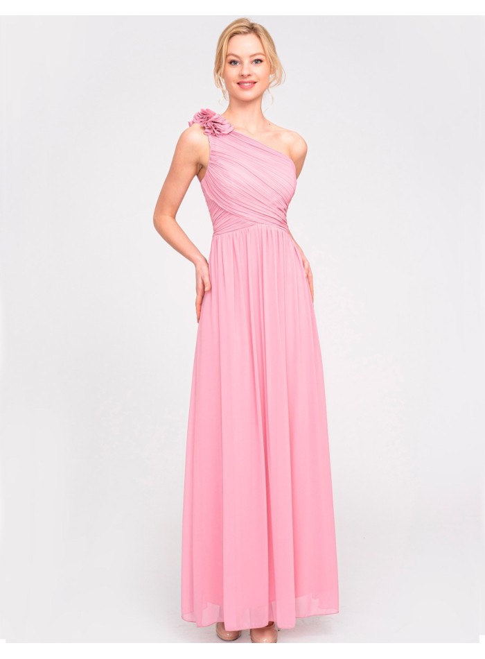 Evening dress with asymmetrical neckline