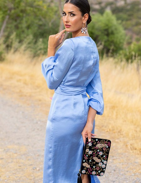Midi party dress with shoulder strap and bow at the waist by Rosas Rosas Midi party dress with shoulder strap and bow at the waist by Rosas Rosas