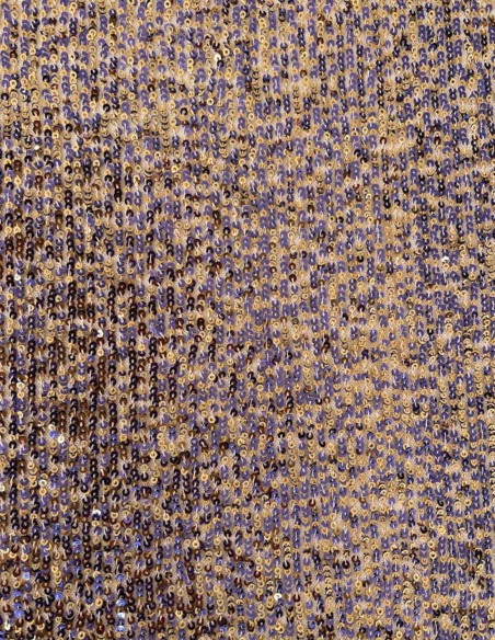 Robe de bal longue avec paillettes et encolure dos nu avec chaînes en strass