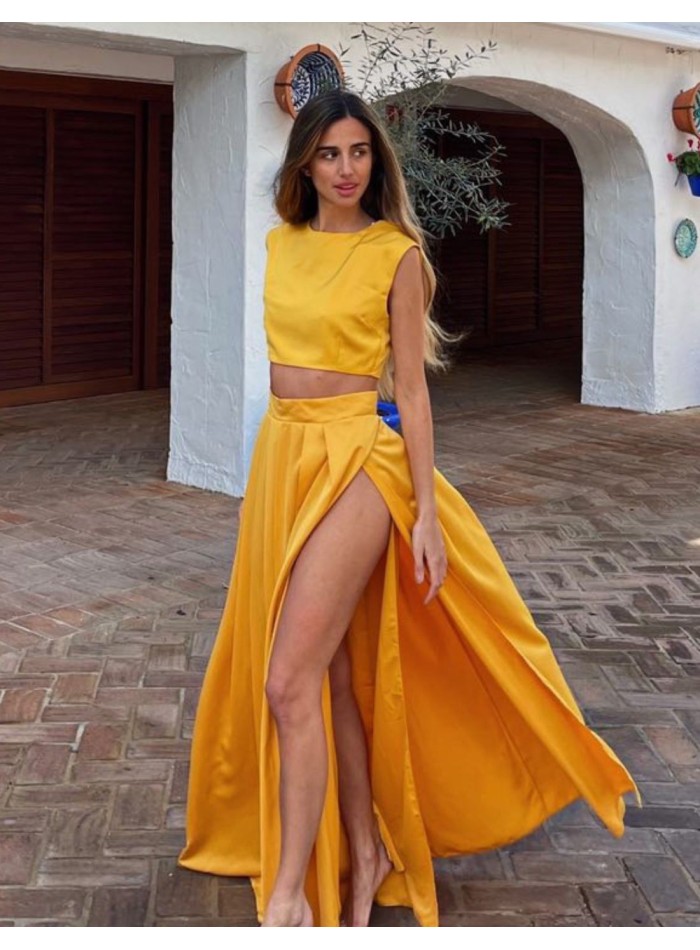 Falda de fiesta larga en color | INVITADISIMA