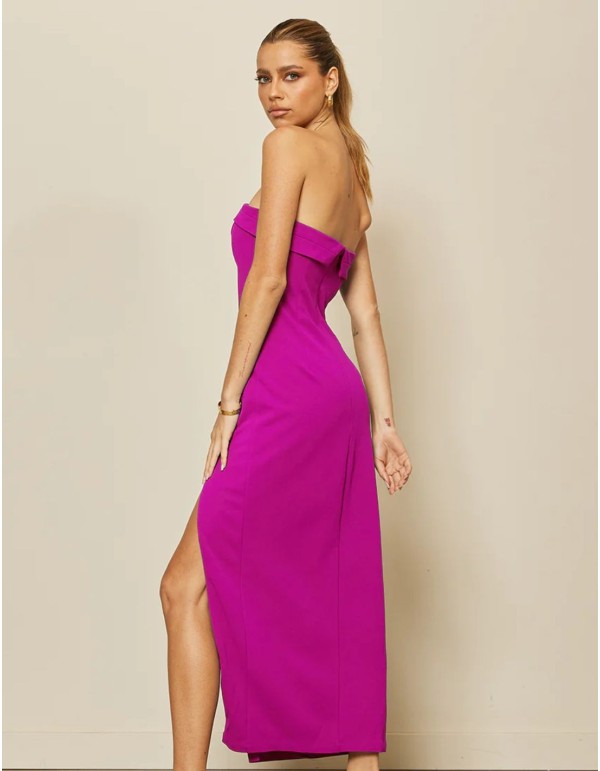 Bougainvillea strapless midi dress with side slit and... 2
