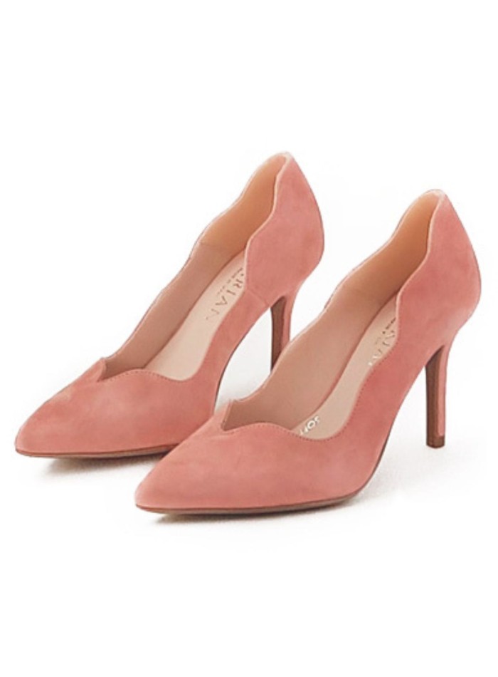 Suede high heel pumps with side waves