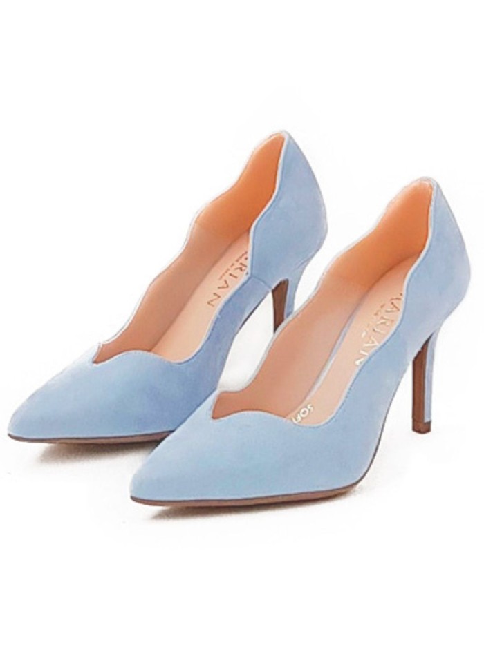 Suede high heel pumps with side waves
