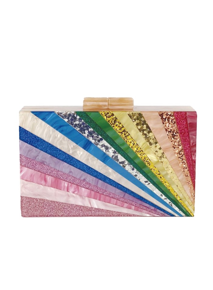 Pearly rainbow clutch bag