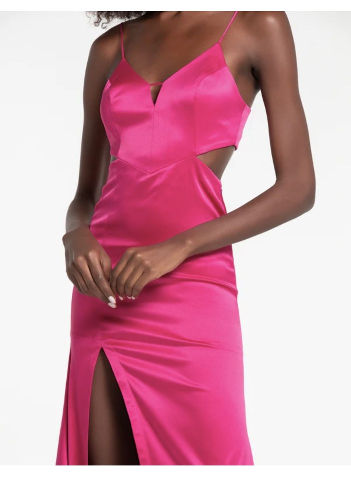 Vestido de fiesta largo satinado con tirantes y...