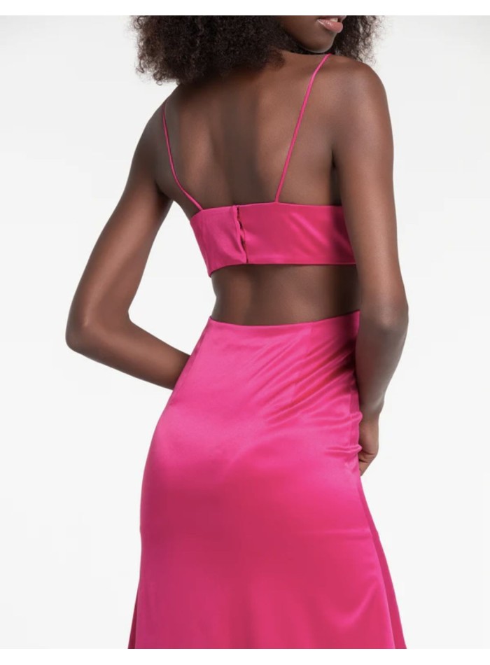 Vestido de fiesta largo satinado con tirantes y...