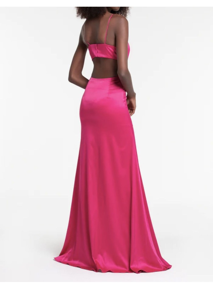 Robe longue de fête en satin avec bretelles et...