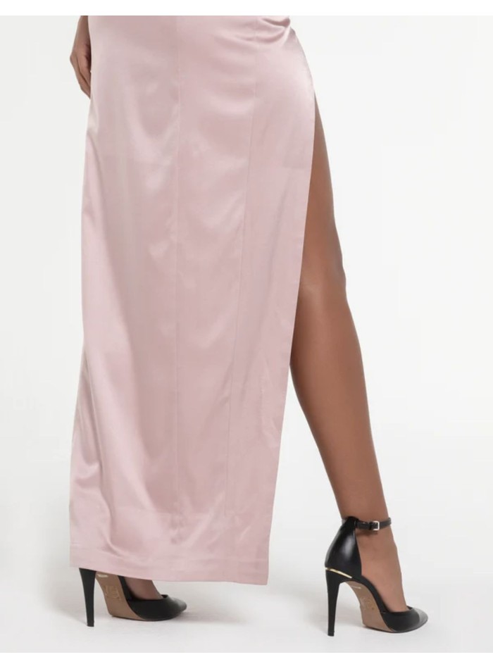 Vestido de fiesta largo satinado con escote...