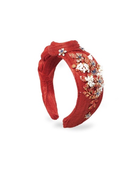 Bandeau noué avec des ornements et des pistils ornés de bijoux