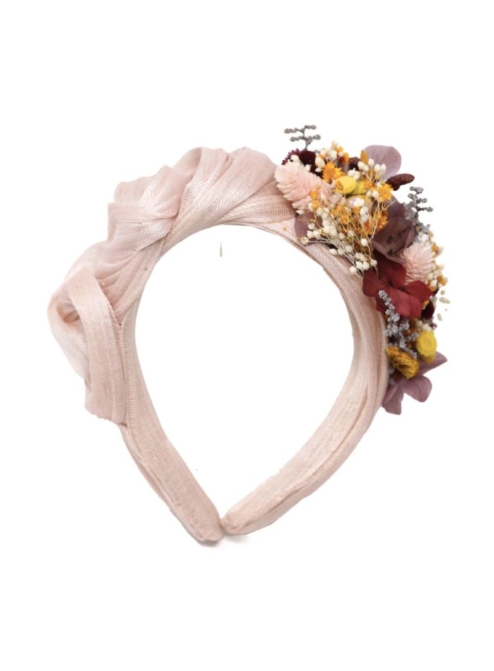 Ruffled party headband with knots and floral...
