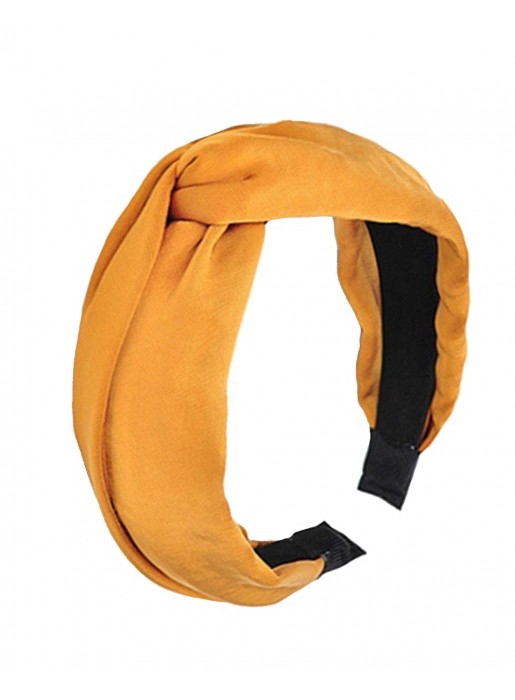 Mustard-coloured satin knotted headband
