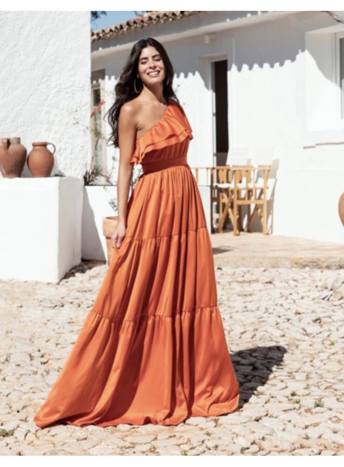 Orange sales asymmetrical dress