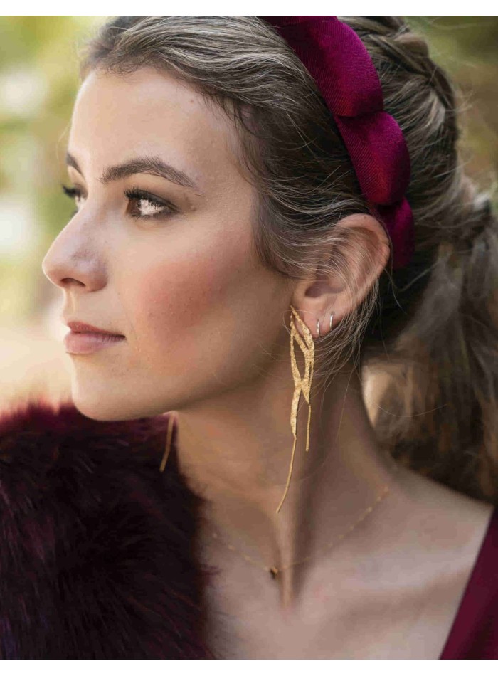 Boucles d'oreilles longues plaquées or avec...