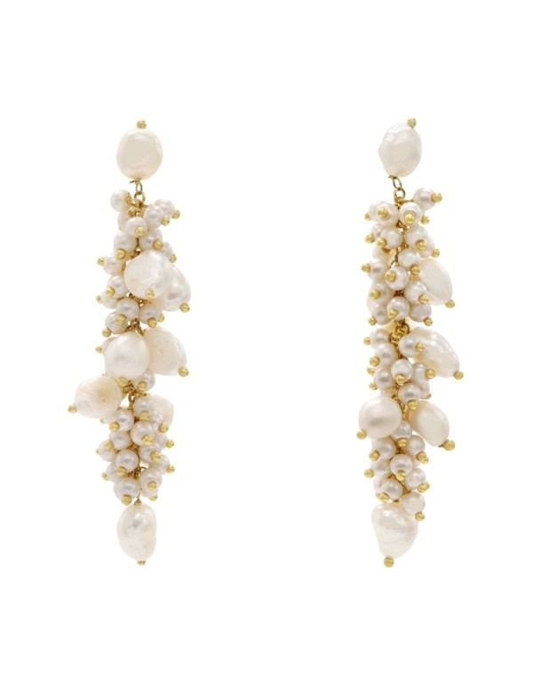 Long white pearl earrings for the party