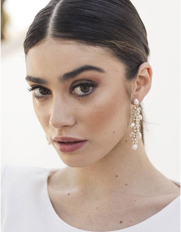 Long white pearl earrings for the party 2