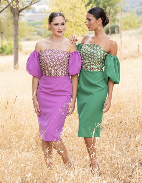 Strapless cocktail dress with sleeves