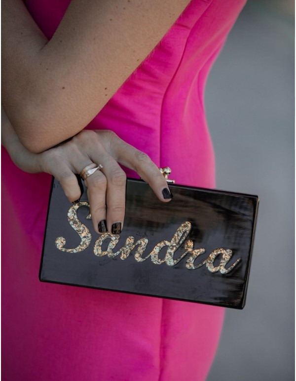 Mother of pearl party bag with personalised name 2